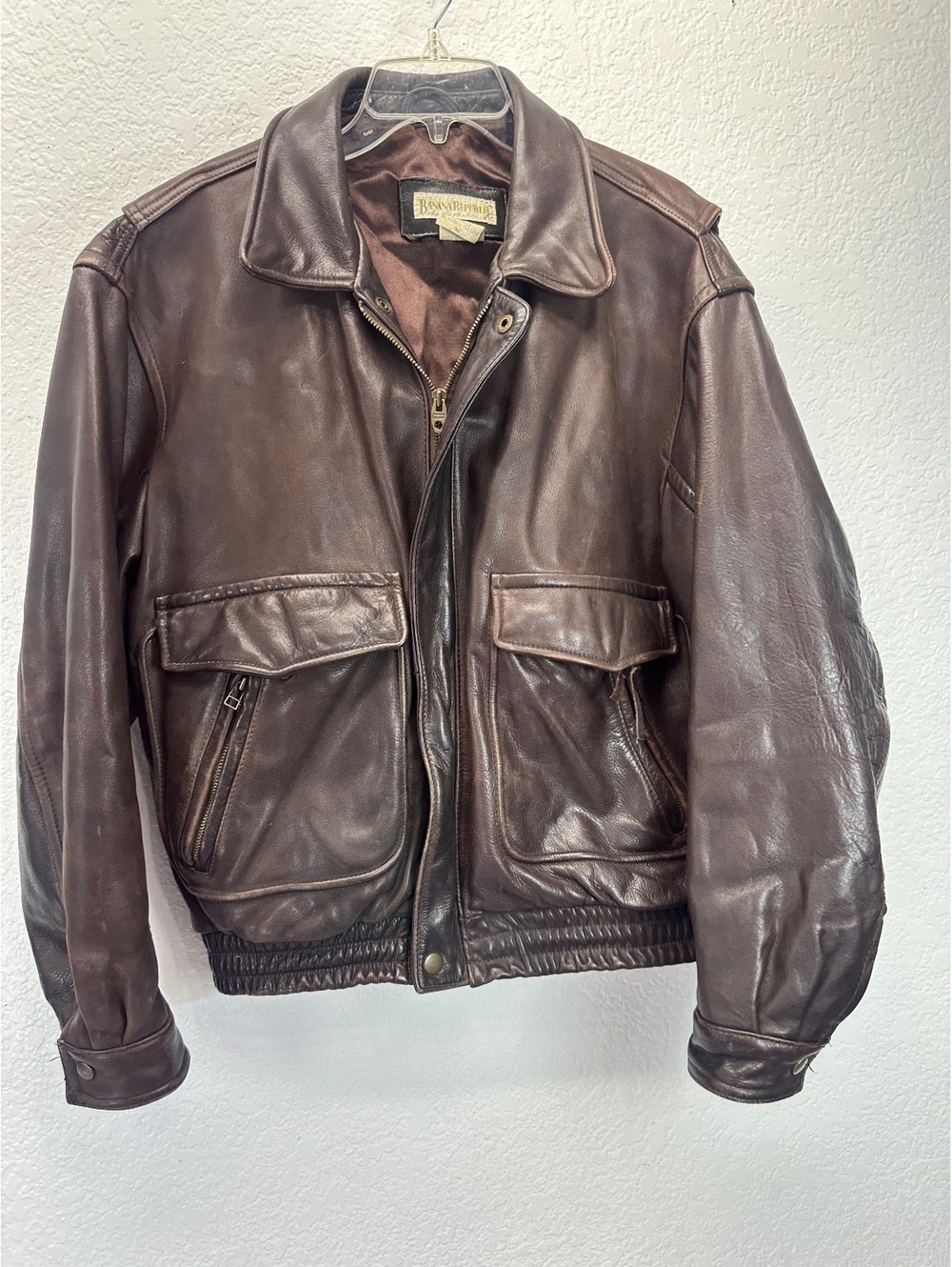 VTG 1980s Banana Republic Mens 42 Dark Brown Leather … - Gem